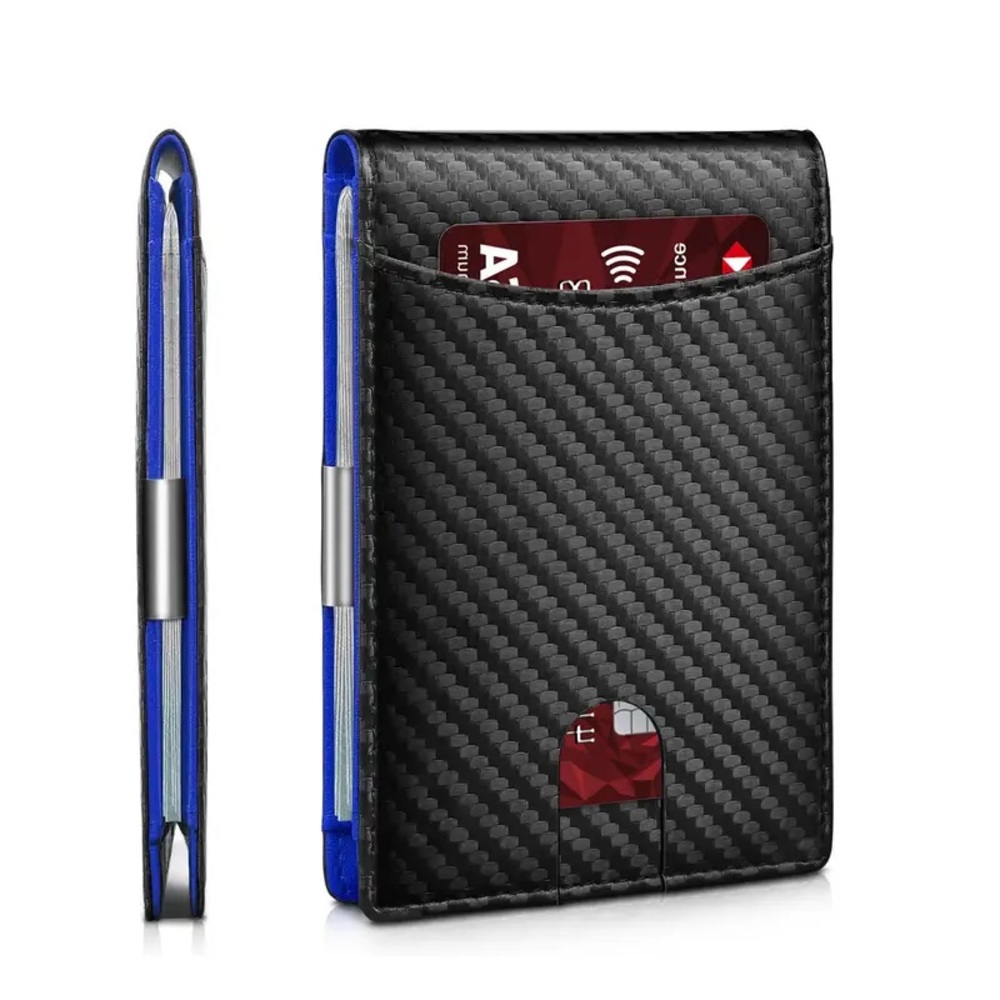 Men’s Black/ Blue Slim Bifold Wallet